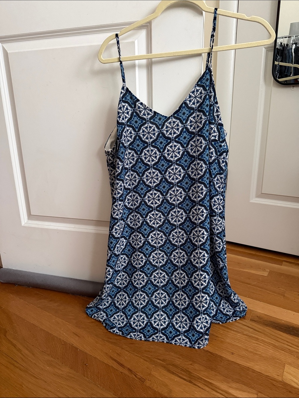Lulu's Blue Navy White Geometric Print Mini Dress